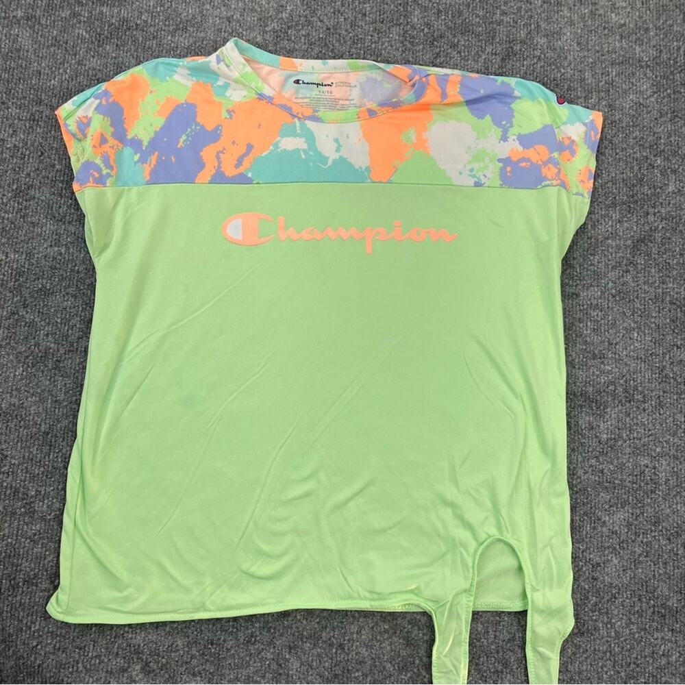 Champion Girls Active Top Mint Paint Splatter/Oxford Heather Girls‎ 14-16